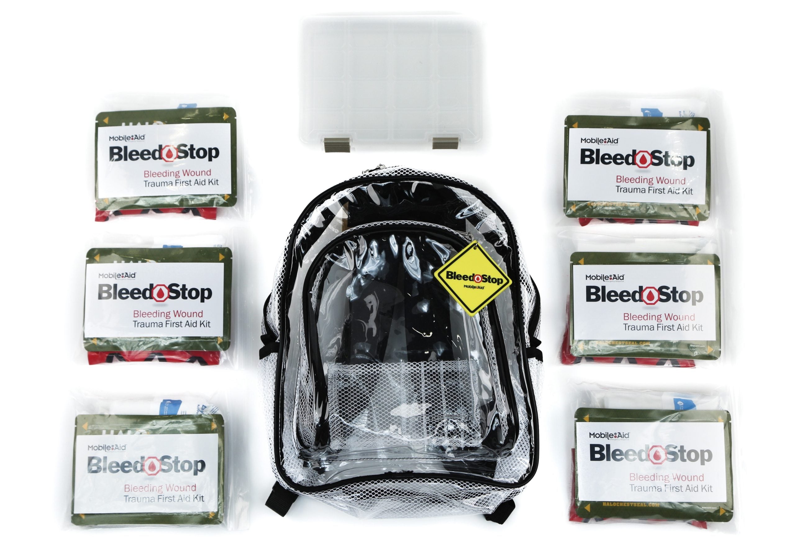 Clear-View™ BleedStop Backpack Kit with 6 Bleeding Control Throw Packs