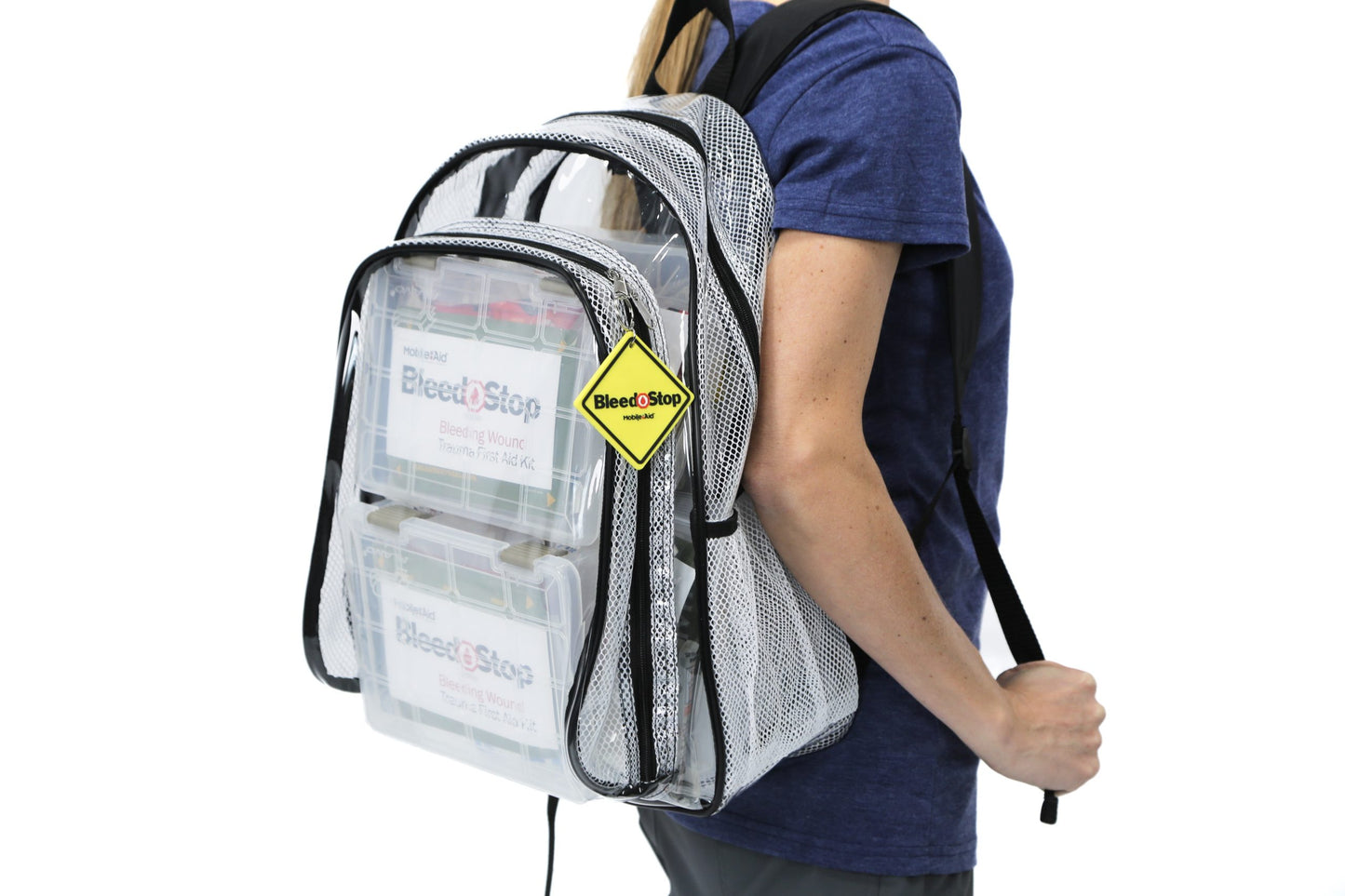 Clear-View™ BleedStop High-Capacity Backpack Kit with 12 Bleeding Control Throw Packs