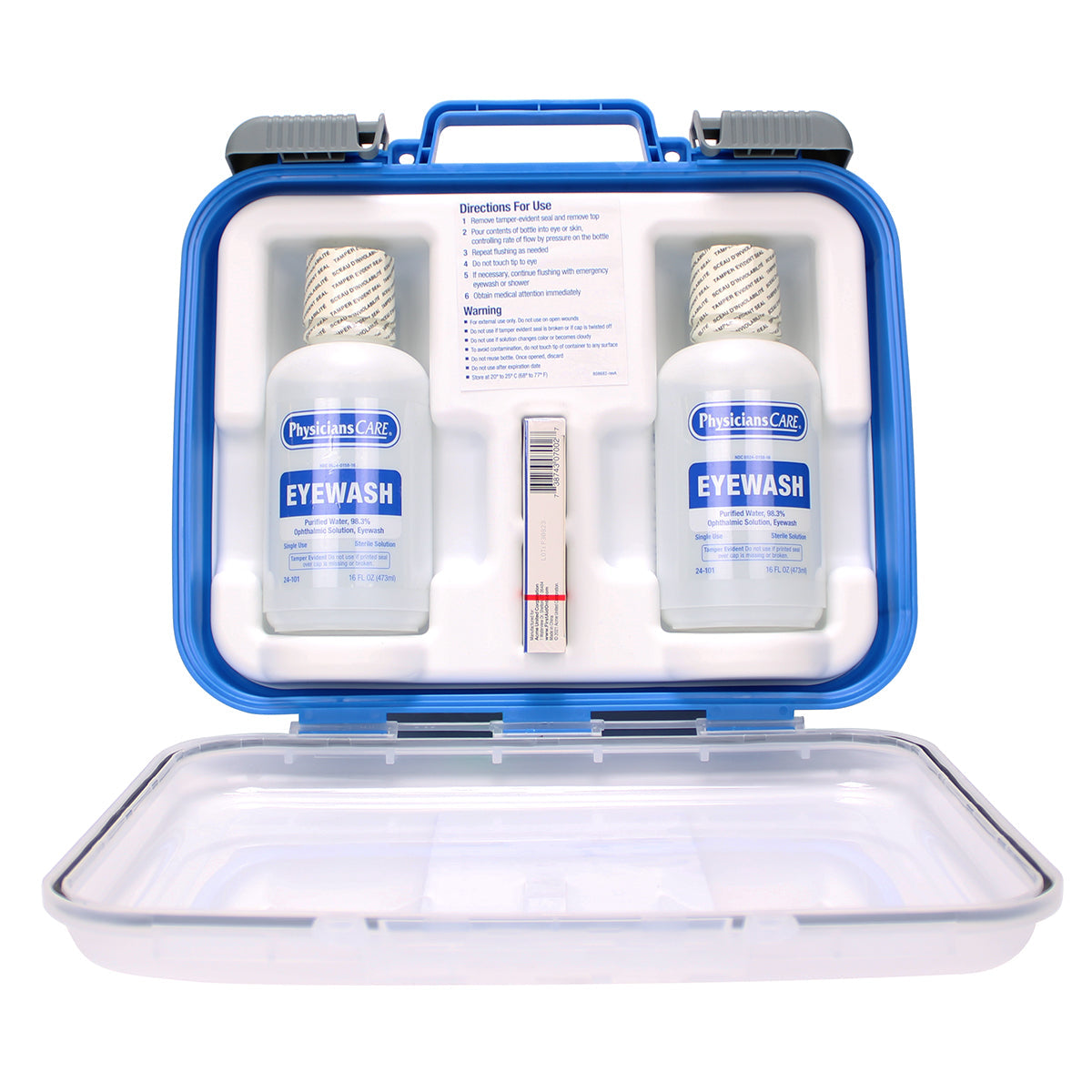 Mobile Eyewash Station, 6 Pieces Emergency Eye Care Kit (2 Bottles + 4 Eye Pads)