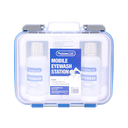 Mobile Eyewash Station, 6 Pieces Emergency Eye Care Kit (2 Bottles + 4 Eye Pads)